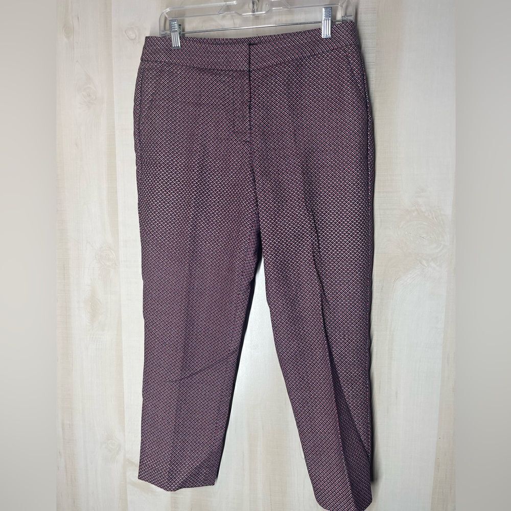 Talbots red and navy blue patterned pants trousers,‎ size 8petite